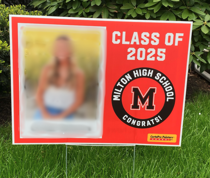 Milton High School class of 2025 lawn sign
